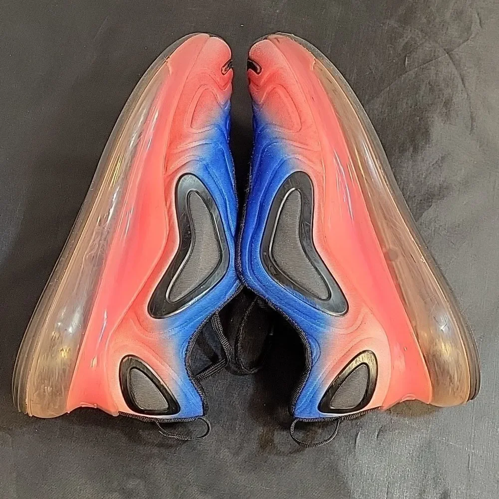 NIKE AIR MAX 720 GS BLACK RACER BLUE LACE-UP CLOSURE SNEAKER G1 - Picture 6 of 15